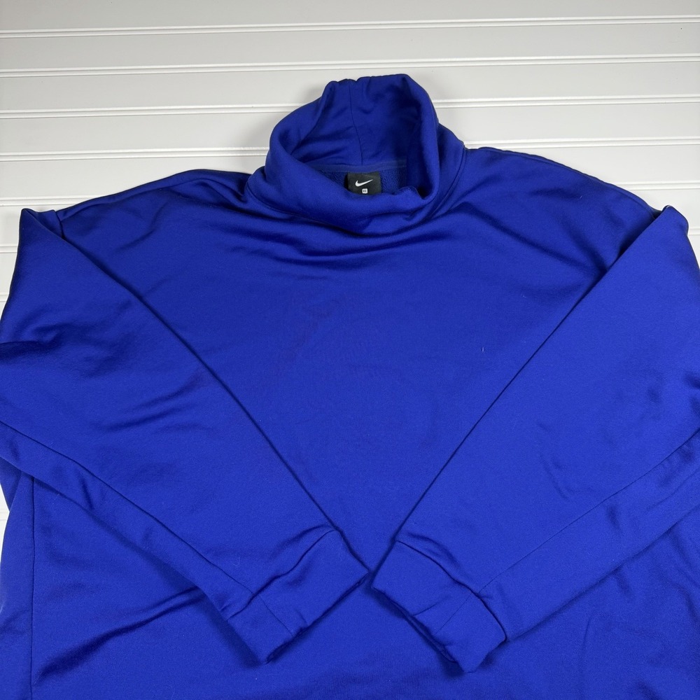 Nike Mock Neck Pullover Long Sleeve Sweatshirt Side Zip Women's XL Blue GUC‎
